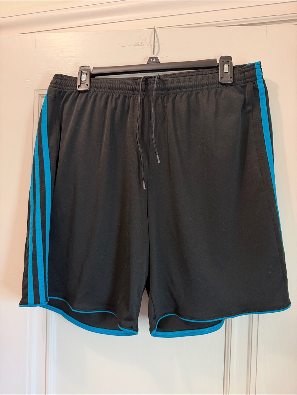 adidas Black Athletic Shorts with Teal Blue Trim